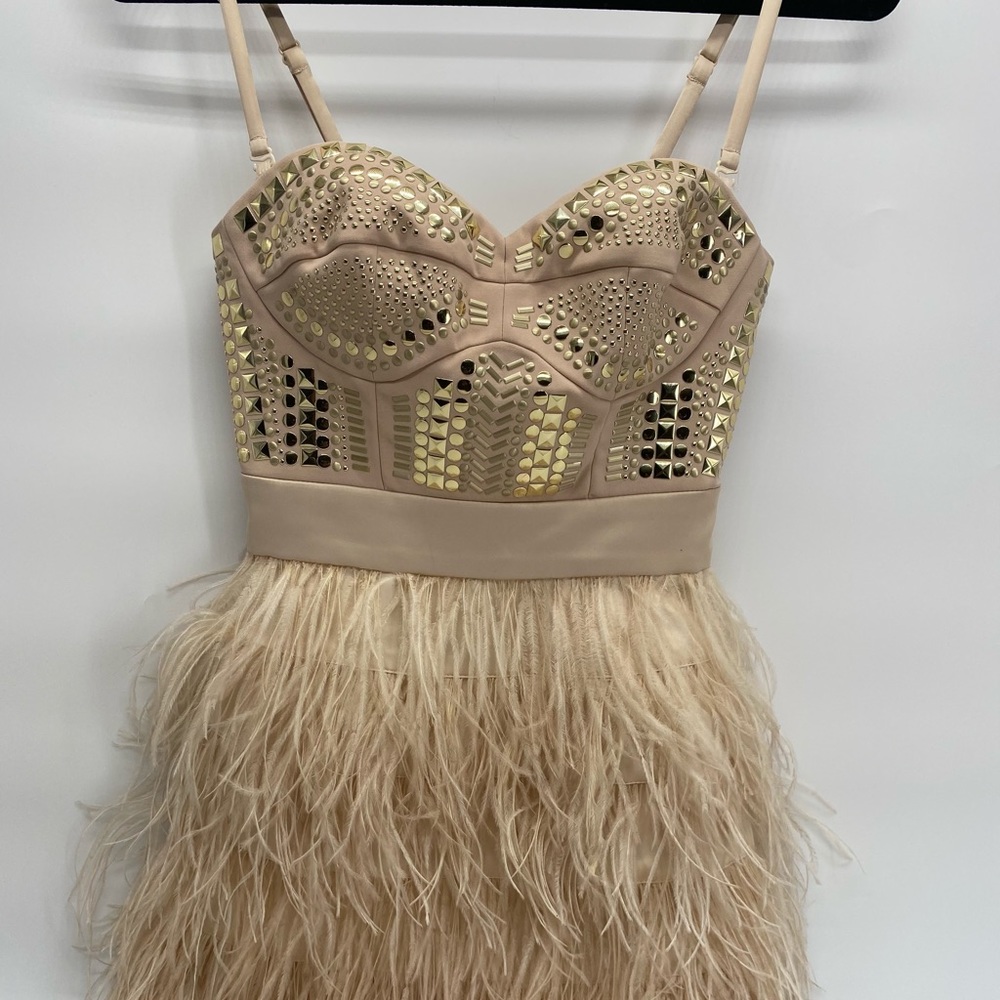 Bebe Isis Feather Dress XXS